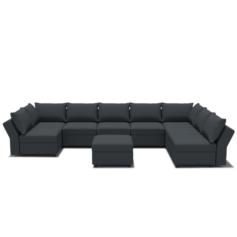 Ainfox U Shaped 8 Seats +8 Sides Modular Sectional Sofa Sleeper Sofa Flannel Sofa with Storage Seat