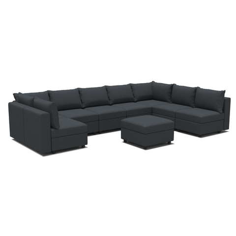 Ainfox U Shaped 8 Seats +8 Sides Modular Sectional Sofa Sleeper Sofa Flannel Sofa with Storage Seat