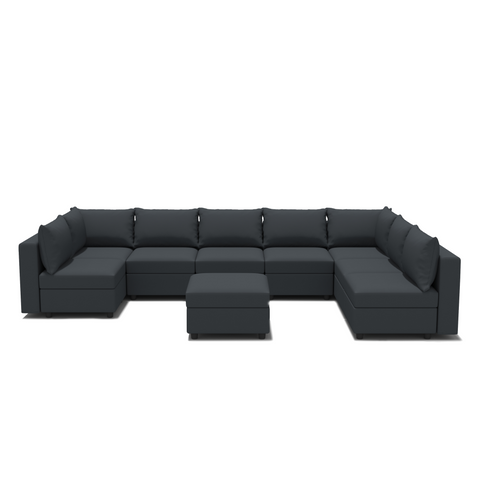 Ainfox U Shaped 8 Seats +8 Sides Modular Sectional Sofa Sleeper Sofa Flannel Sofa with Storage Seat