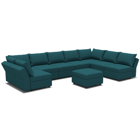 Ainfox U Shaped 8 Seats +8 Sides Modular Sectional Sofa Sleeper Sofa Flannel Sofa with Storage Seat