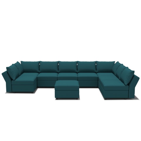 Ainfox U Shaped 8 Seats +8 Sides Modular Sectional Sofa Sleeper Sofa Flannel Sofa with Storage Seat