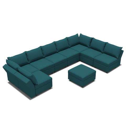 Ainfox U Shaped 8 Seats +8 Sides Modular Sectional Sofa Sleeper Sofa Flannel Sofa with Storage Seat