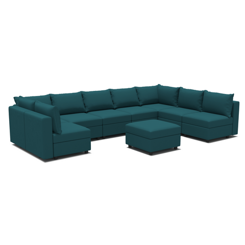 Ainfox U Shaped 8 Seats +8 Sides Modular Sectional Sofa Sleeper Sofa Flannel Sofa with Storage Seat