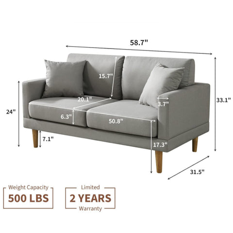 Ainfox Loveseat For Reading, Accent Chair Bedrooms, Modern Couch Chair with Pillows