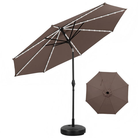 Ainfox 10ft Led Light Bar Patio Umbrella With Umbrella Base For Market,Yard,Lawn Etc