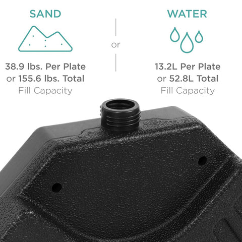 Ainfox HDPE 4pcs Round Fan-Shaped Hanging Umbrella Base Stand for Patio – Black