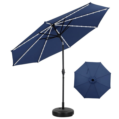 Ainfox 10ft Led Light Bar Patio Umbrella With Umbrella Base For Market,Yard,Lawn Etc