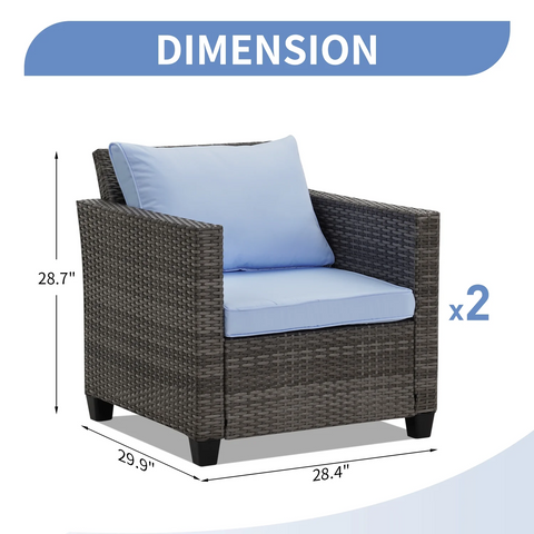Ainfox 2 pcs Patio Sofa, Single Chair,Patio Furniture