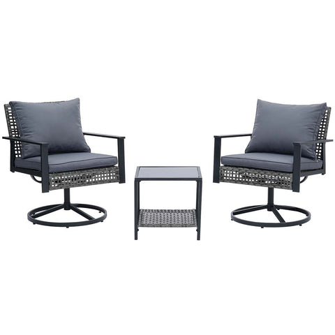 Ainfox 3PCS Patio Sofa With 2 Metal Swivel Chair And Coffee Table For Indoor Outdoor