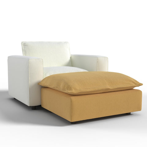 Ainfox Module Sofa Oversized Sleeper Sofa Beige With Ottoman Yellow For Living Room