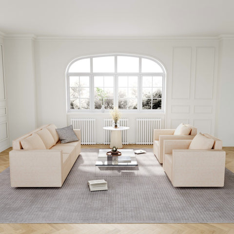 Ainfox 5-Seat Modular Sectional Sofa Sleeper Sofa Flannel Sofa with Storage Seat Beige