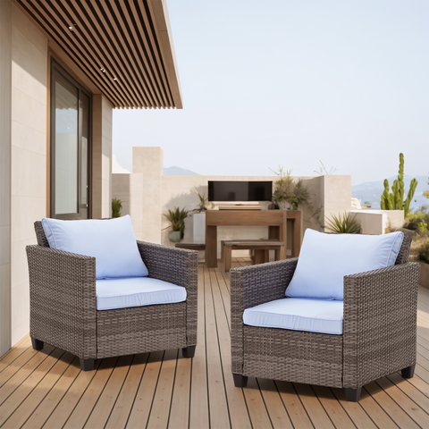 Ainfox 2 pcs Patio Sofa, Single Chair,Patio Furniture