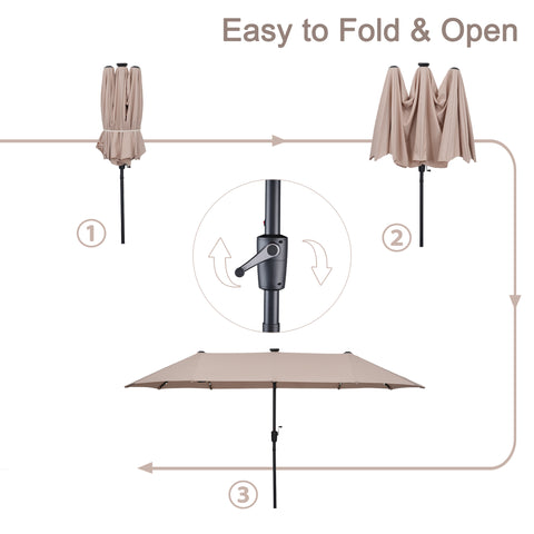 Ainfox 13ft Patio Umbrella Outdoor With 36 Led Lights For Outdoor,Market
