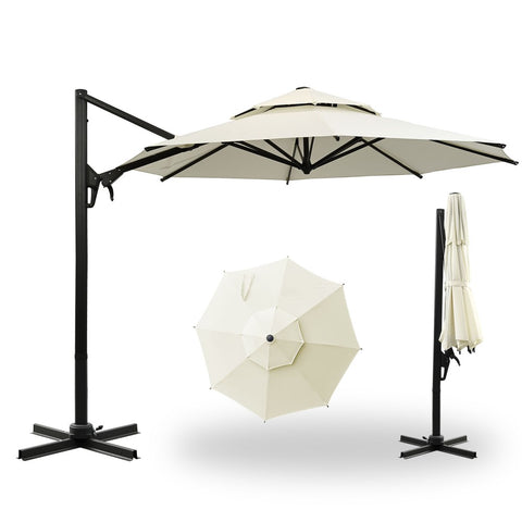 Ainfox 10 FT Aluminum Offset Outdoor Cantilever Umbrella With Cross Bar