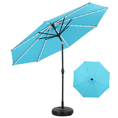 Ainfox 10ft Led Light Bar Patio Umbrella With Umbrella Base For Market,Yard,Lawn Etc