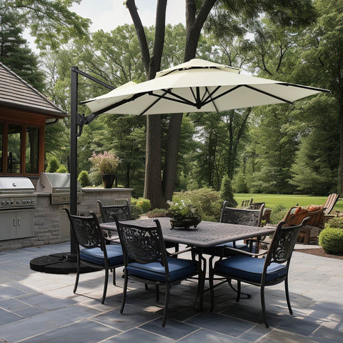 Ainfox 10 FT Aluminum Offset Outdoor Cantilever Umbrella With Cross Bar