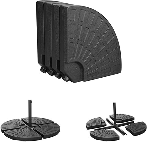 Ainfox HDPE 4pcs Round Fan-Shaped Hanging Umbrella Base Stand for Patio – Black