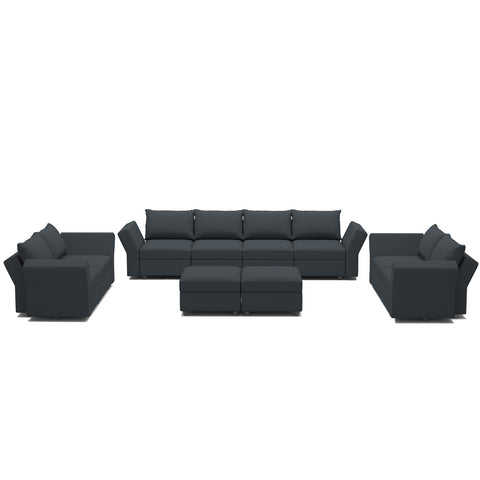 Ainfox U-shaped Modular Sectional Sofa Couch with Storage Seat 8 Seats +2 Ottomans
