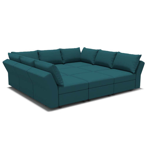 Ainfox 9 Seats + 9 Sides Modular Sectional Sofa Sleeper Sofa Flannel Sofa with Storage Seat