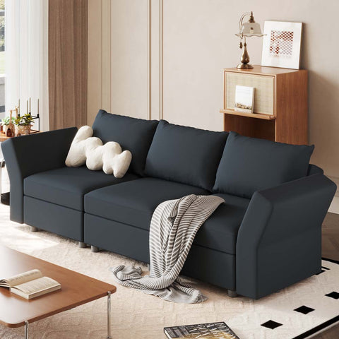 Ainfox 3 Seats Modular Sectional Green Sofa Couch With Storage Gray
