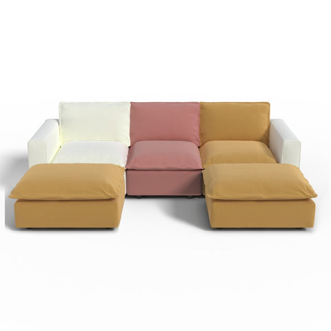 Ainfox U-shaped Module Sofa 5-Seat Oversized Rainbow Sofa With 2 Ottoman