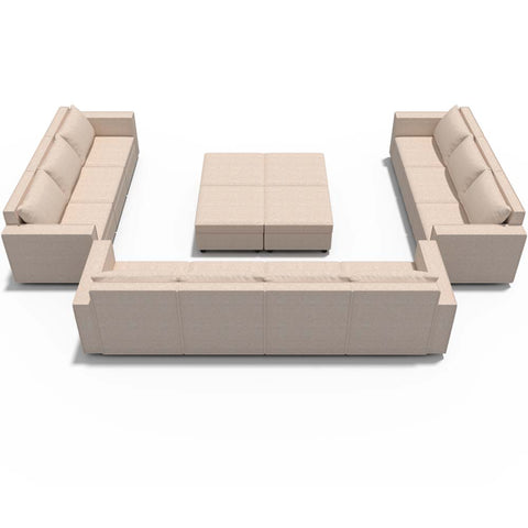 Ainfox 14-Seat Modular Sectional Sofa Sleeper Sofa Flannel Sofa with Storage Seat Beige