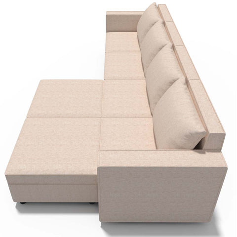 Ainfox 6-Seat and Ottoman Modular Sectional Sofa Sleeper Sofa Flannel Sofa with Storage Seat