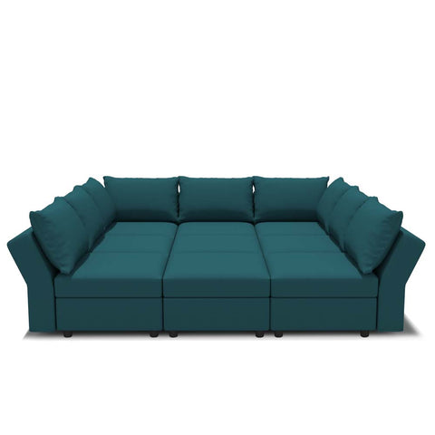Ainfox 9 Seats + 9 Sides Modular Sectional Sofa Sleeper Sofa Flannel Sofa with Storage Seat