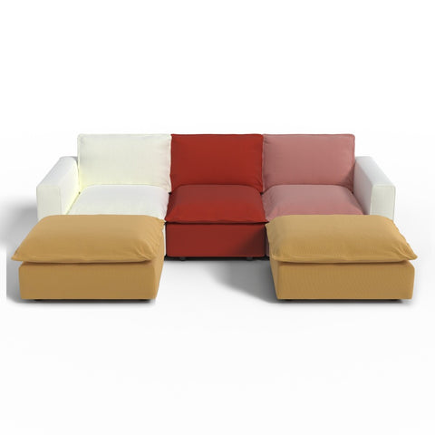 Ainfox U-shaped Module Sofa 5-Seat Oversized Rainbow Sofa With 2 Ottoman
