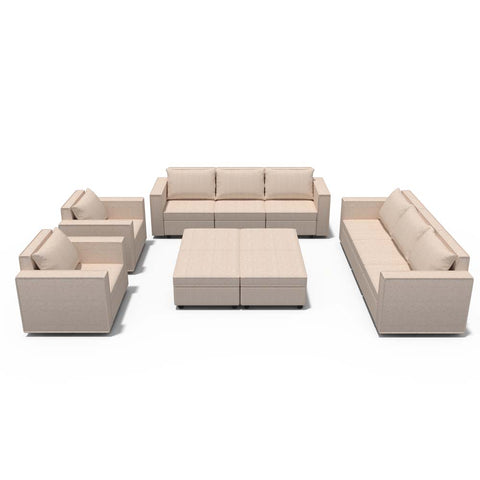 Ainfox 8-Seat and 4-ottoman Modular Sectional Sofa Sleeper Sofa Flannel Sofa with Storage Seat