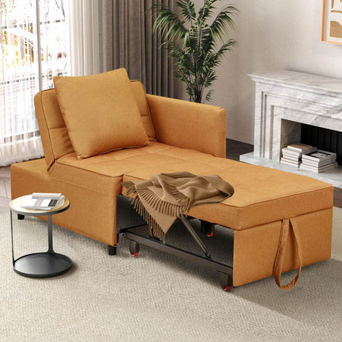 Anifox Recline Sofa Bed Sleeper Chair Yellow With Armrest for Living Room, Small Apartments and Office