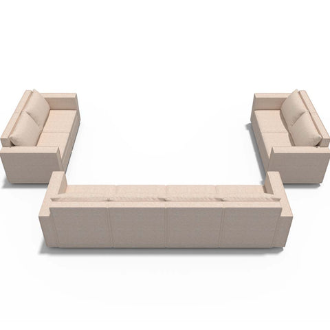 Ainfox 8-Seat Modular Sectional Sofa Sleeper Sofa Flannel Sofa with Storage Seat Beige