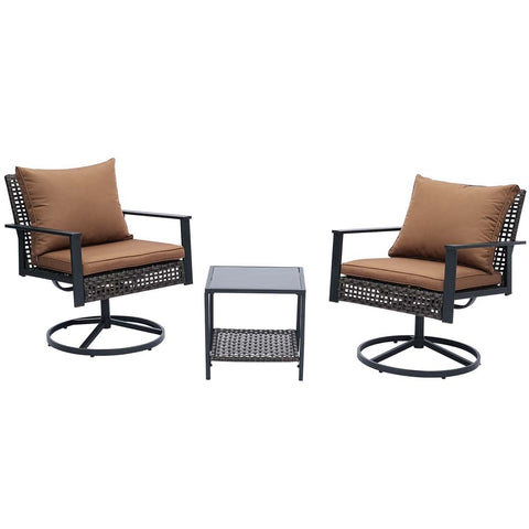 Ainfox 3PCS Patio Sofa With 2 Metal Swivel Chair And Coffee Table For Indoor Outdoor