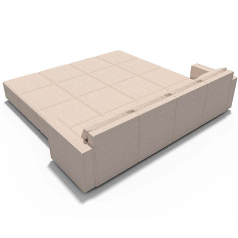 Ainfox 16-Seat Modular Sectional Sofa Sleeper Sofa Flannel Sofa with Storage Seat Beige