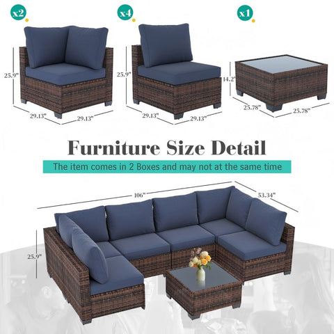 Ainfox 7PCS Patio Sofa Set For Indoor And Outdoor