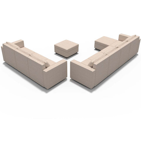 Ainfox 9-Seat Modular Sectional Sofa Sleeper Sofa Flannel Sofa with Storage Seat Beige