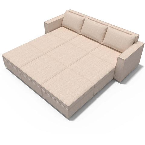 Ainfox 9-Seat Modular Sectional Sofa Sleeper Sofa Flannel Sofa with Storage Seat Beige