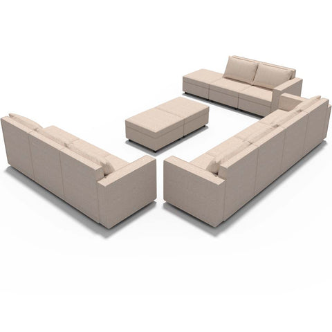 Ainfox 12-Seat Modular Sectional Sofa Sleeper Sofa Flannel Sofa with Storage Seat Beige