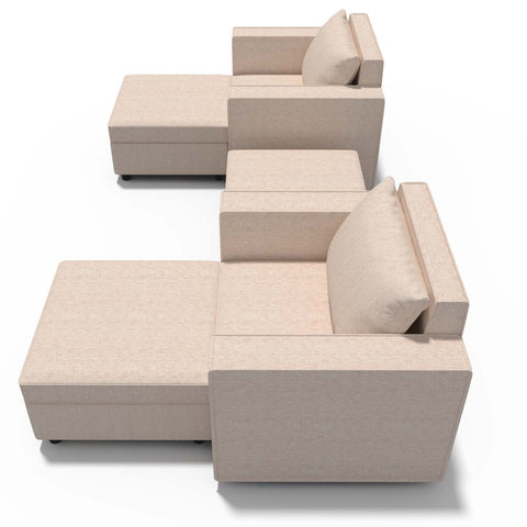 Ainfox 5-Seat Modular Sectional Sofa Sleeper Sofa Flannel Sofa with Storage Seat Beige