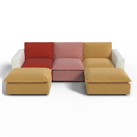 Ainfox U-shaped Module Sofa 5-Seat Oversized Rainbow Sofa With 2 Ottoman