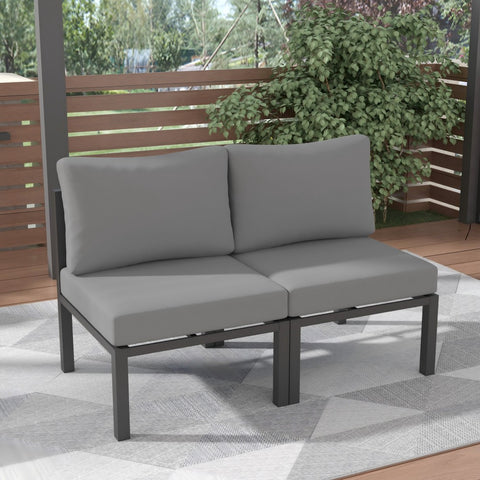 Ainfox 2Pcs Patio Sofa LoveSeat Aluminum sofa