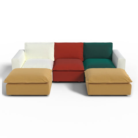 Ainfox U-shaped Module Sofa 5-Seat Oversized Rainbow Sofa With 2 Ottoman