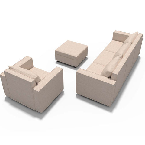 Ainfox 4-Seat and coffee table Modular Sectional Sofa Sleeper Sofa Flannel Sofa with Storage Seat
