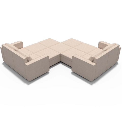Ainfox 11-Seat and Ottoman Modular Sectional Sofa Sleeper Sofa Flannel Sofa with Storage Seat