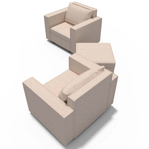 Ainfox 2-Seat and Ottoman Modular Sectional Sofa Sleeper Sofa Flannel Sofa with Storage Seat