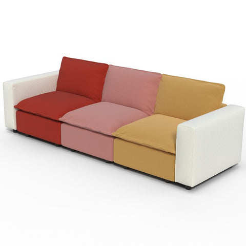 Ainfox 114 inch 3-Seat Sofa Luxury Sofa Rainbow Sofa With White Armrest For Home,Appartment,Villa