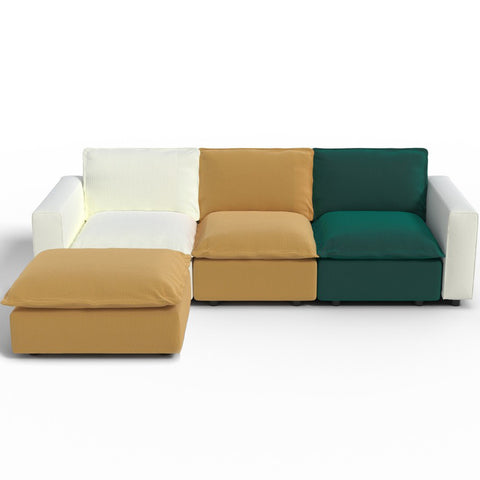 Ainfox L-shaped Module Sofa Oversized Rainbow Sofa With Ottoman