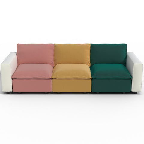Ainfox 114 inch 3-Seat Sofa Luxury Sofa Rainbow Sofa With White Armrest For Home,Appartment,Villa