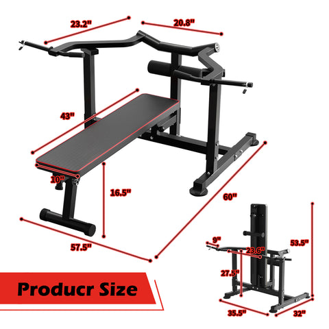 Ainfox Multifunctional Adjustable Flat Incline Bench Press with Dumbbell Rack