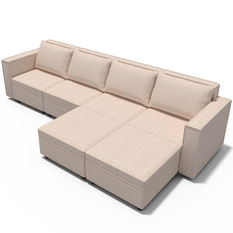 Ainfox 6-Seat and Ottoman Modular Sectional Sofa Sleeper Sofa Flannel Sofa with Storage Seat